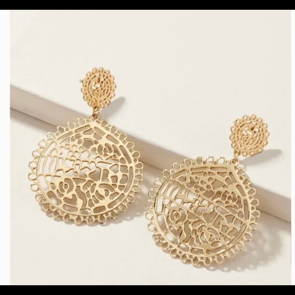New in Box Stella and Dot Gold Sophia Statement Earrings